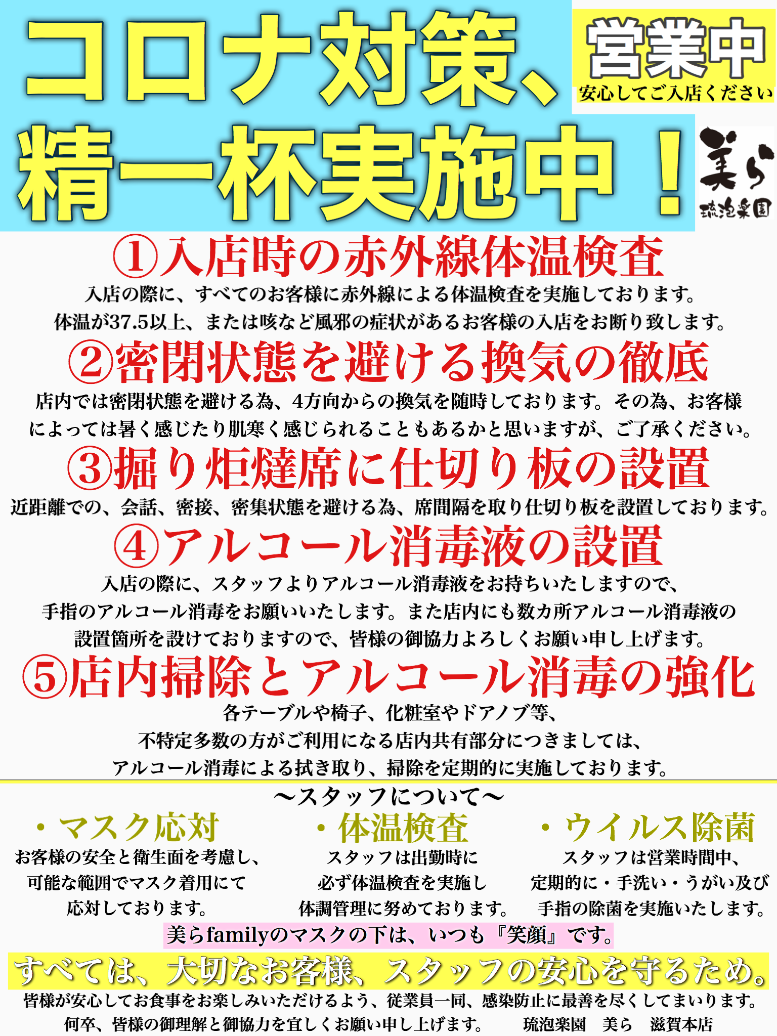 新型コロナウイルス感染拡大防止への ５つの取り組み
