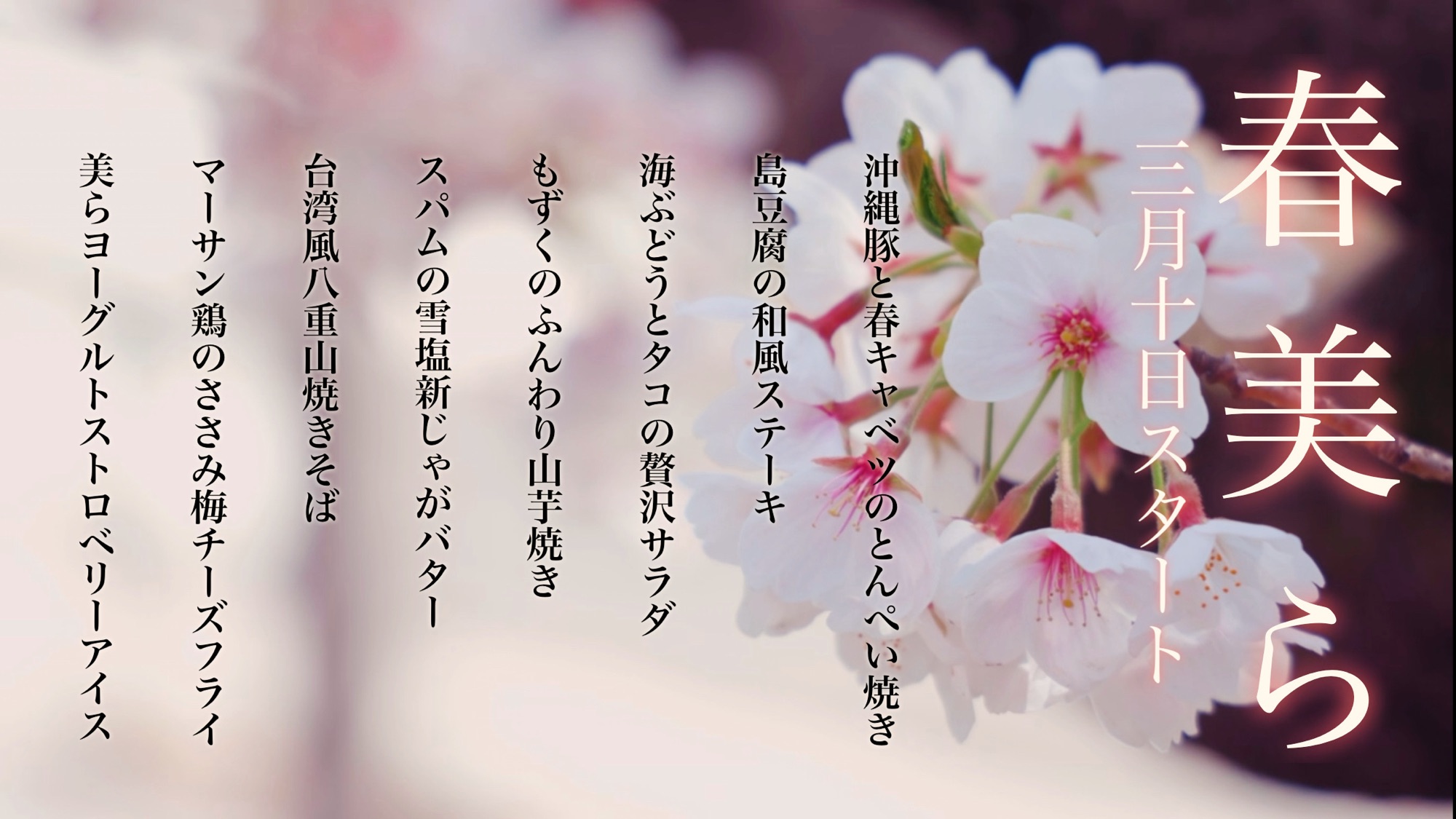 美ら春の限定メニュースタート